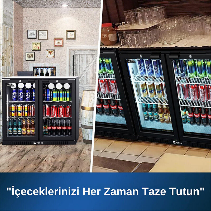 Vosco VBBC-250S Çift Sürgü Kapılı Bar Arkası Şişe Soğutucu Dolap, 238 L, Siyah - Görsel 3